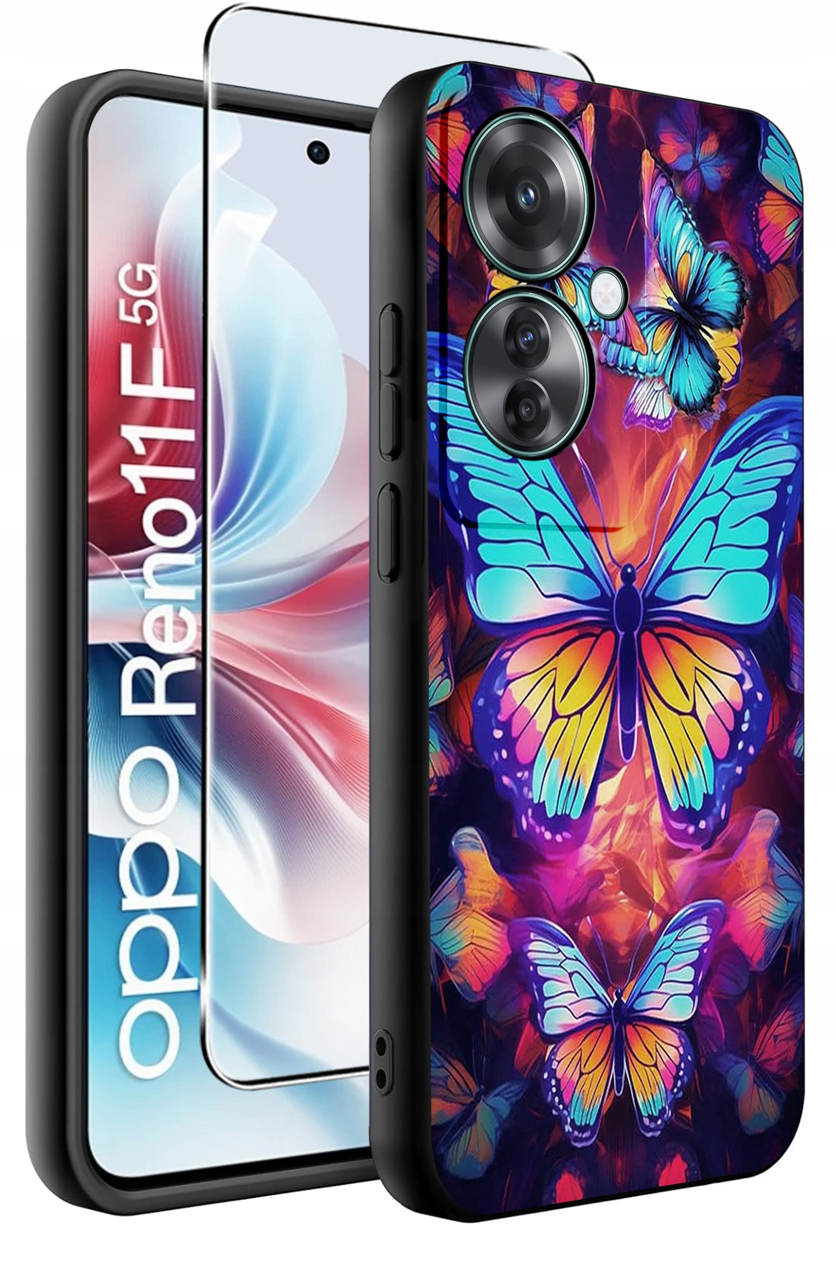 ETUI do Oppo Reno11 F 5G WZORY | SILIKONOWE MATT CASE + SZKŁO HARTOWANE 9H