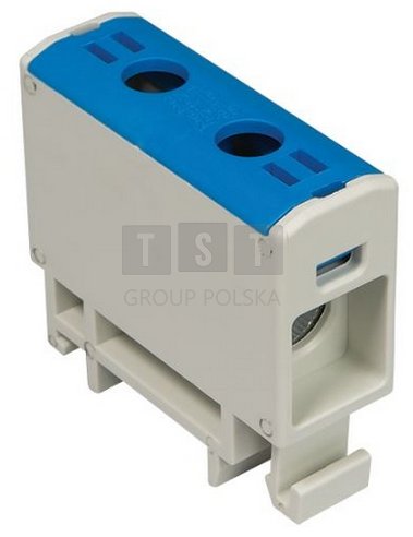 48.505 Blok rozdzielczy-odgałęźny 1-polowy AL/CU 35-150mm2 niebieski montaż płaski i na szynę TH WLZ35P/150/n 48.505