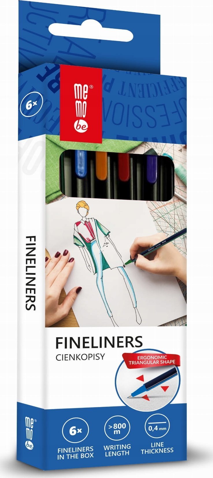 MemoBe Cienkopisy 0,4mm 6 kolorów MemoBe