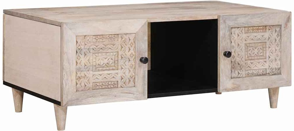 vidaXL Stolik kawowy z półką Beżowy 100 x 54 x 40 cm lite drewno mango