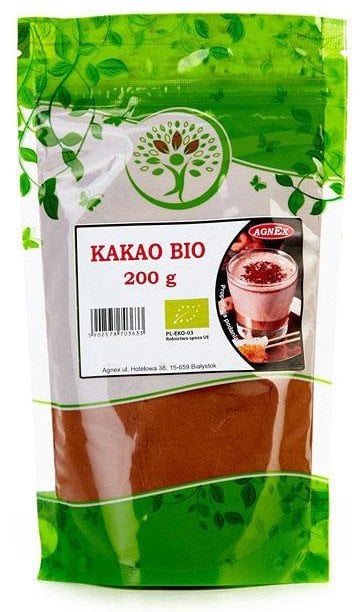 Kakao w proszku ekologiczne bio do wypieków ciasta koktajlu 10% tłuszczu z magnezem 200g