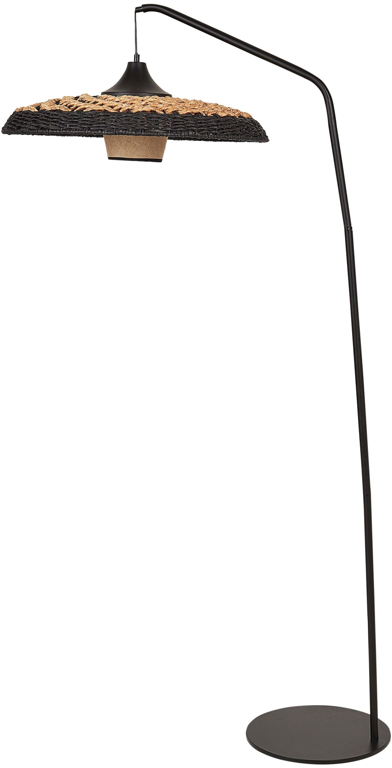 Lampa podłogowa Beliani Lampa podłogowa pleciona czarna KALOMO