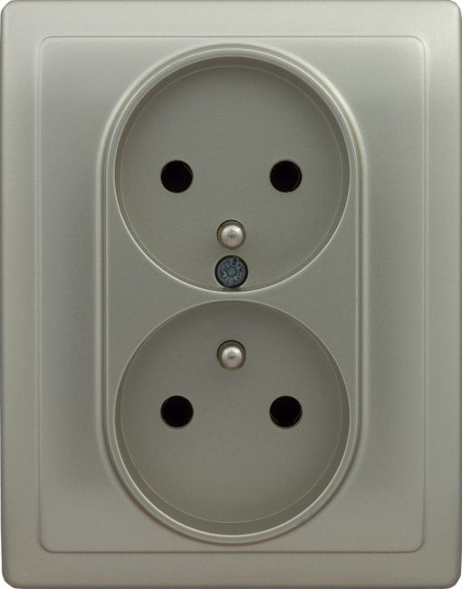 KOS Gniazdo podwójne Vena uziemienie 16A 250V satynowy (515036)