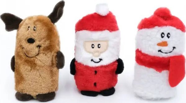 Zippy Paws Pluszowe zabawki dla psa Święty Mikołaj Renifer Bałwan 3 szt.