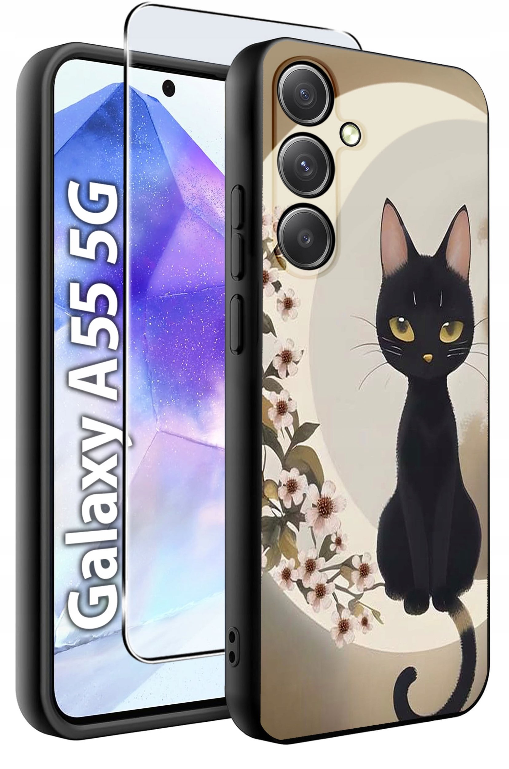ETUI do Samsung A55 5G WZORY | SILIKONOWE MATT CASE + SZKŁO HARTOWANE 9H