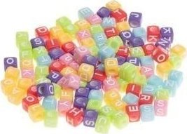 Koraliki akrylowe alfabet 6x6mm 20g