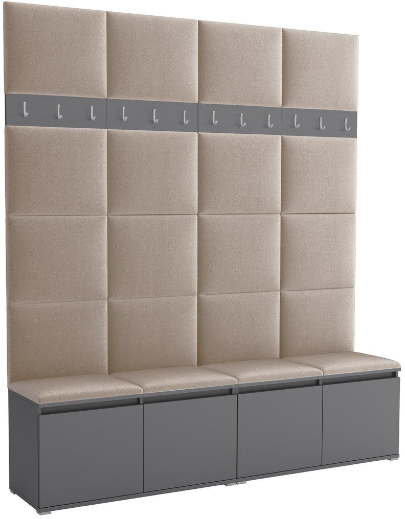 Tapicerowana garderoba Noris II - kolor antracyt + tkanina Trinity 04