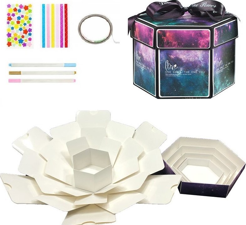 Ramka ToPrezent.pl Białe Twarde Pudełko Niespodzianka + Gwiezdne Naklejki