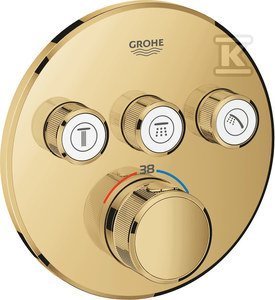 Bateria prysznicowa Grohe Bateria termostatyczna Grohtherm SmartControl do obsługi trzech wyjść wody, cool sunrise, blokada bezpieczeństwa, metalowa,