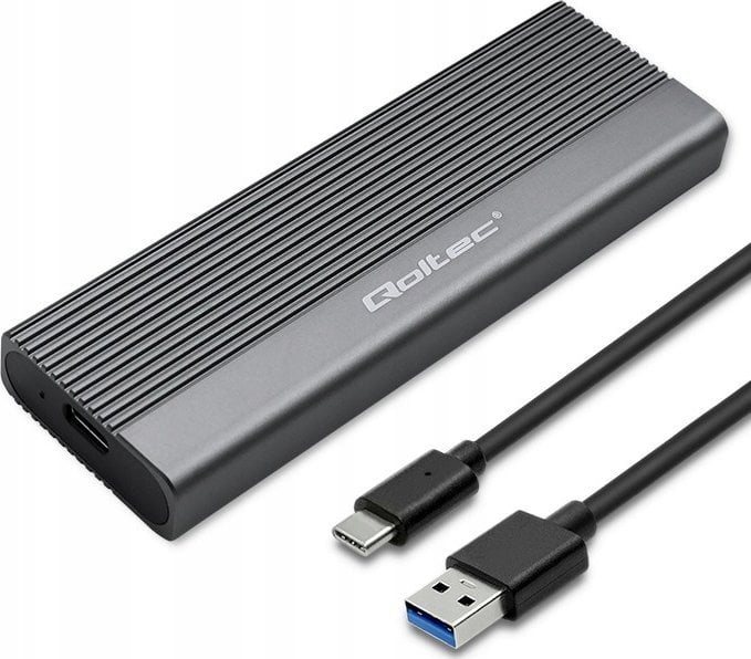 Kieszeń Qoltec Obudowa | kieszeń na dysk SSD M.2 | SATA | NGFF | USB-C | Super speed 6Gb/s | 2TB | Szara