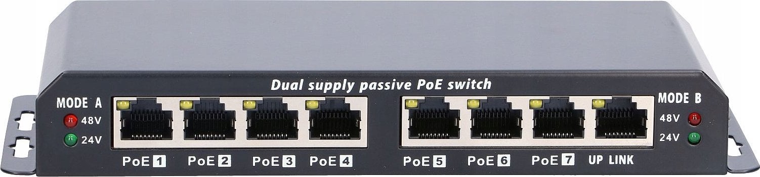 Switch ExtraLink EXTRALINK 8-port FE Unmanaged PoE Switch 18-57V DC, in set 24V 90W PowerAdapter