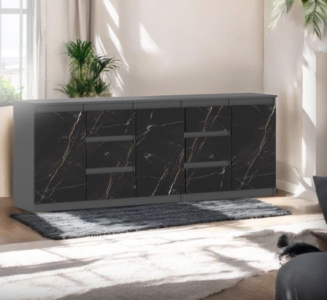 Komoda Loft Nowoczesna Duża 6 Szuflad 240cm Szafka Szary San Sebastian