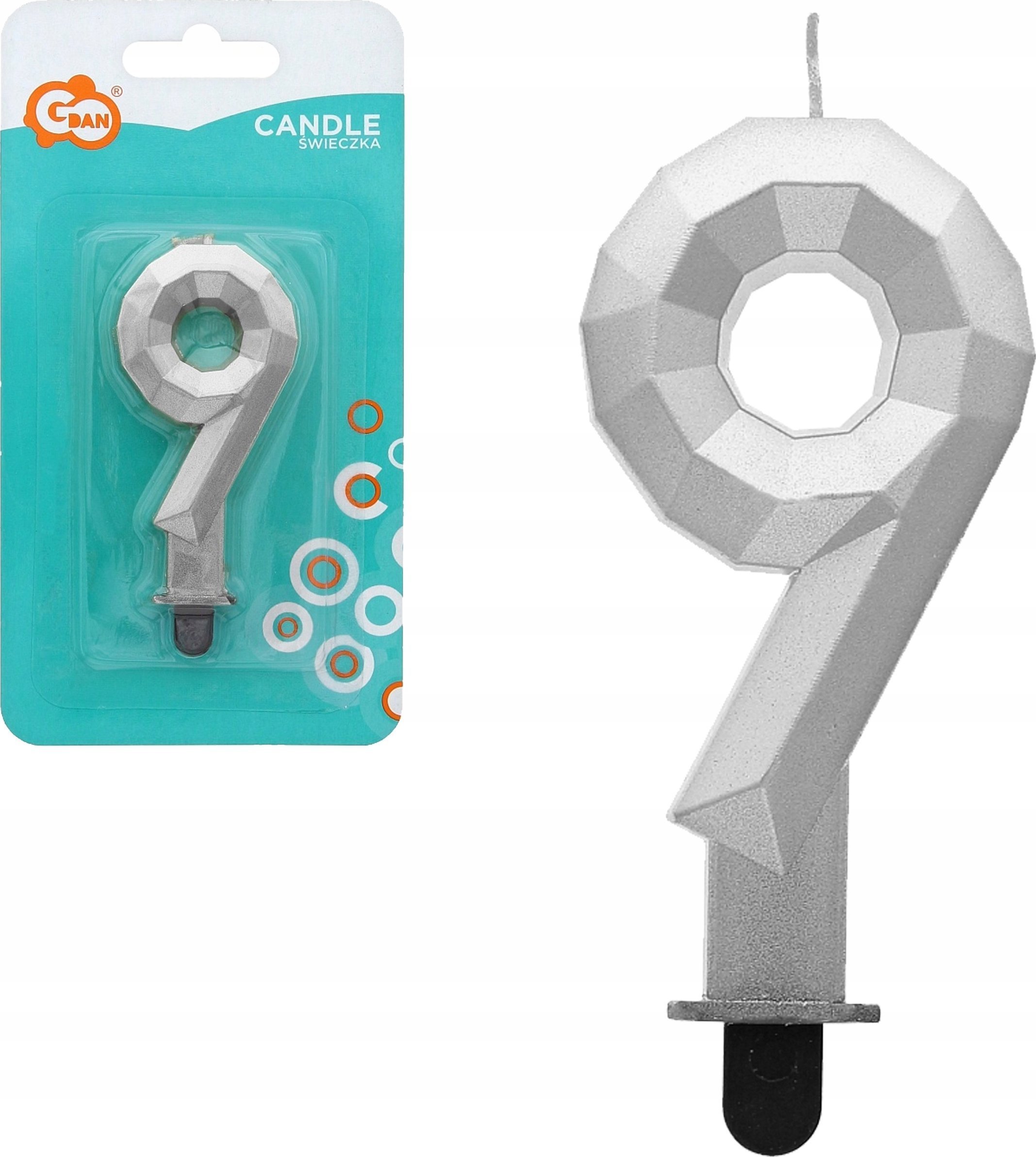 GoDan Świeczka cyfra 9 Diament met srebrny PF-SDS9 63377