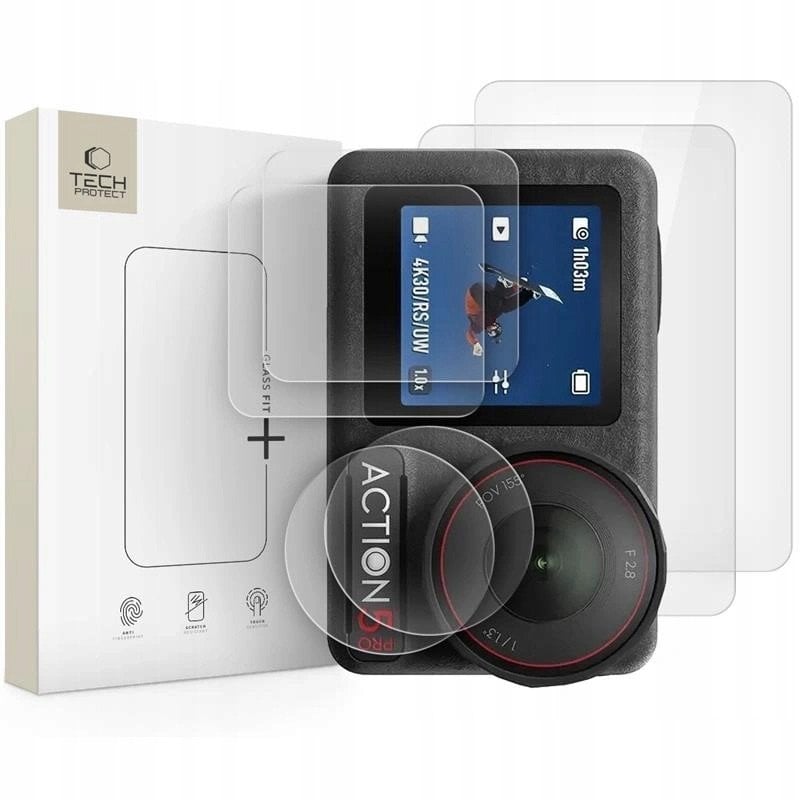 Szkło hartowane Tech-Protect Glass Fit+ DJI Osmo Action 5 Pro Clear [2 PACK]