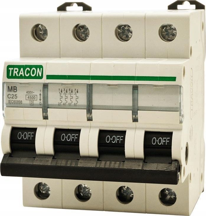 Tracon Electric Wyłącznik nadprądowy 4,5kA 25A 4P C MB-4C-25 Tracon