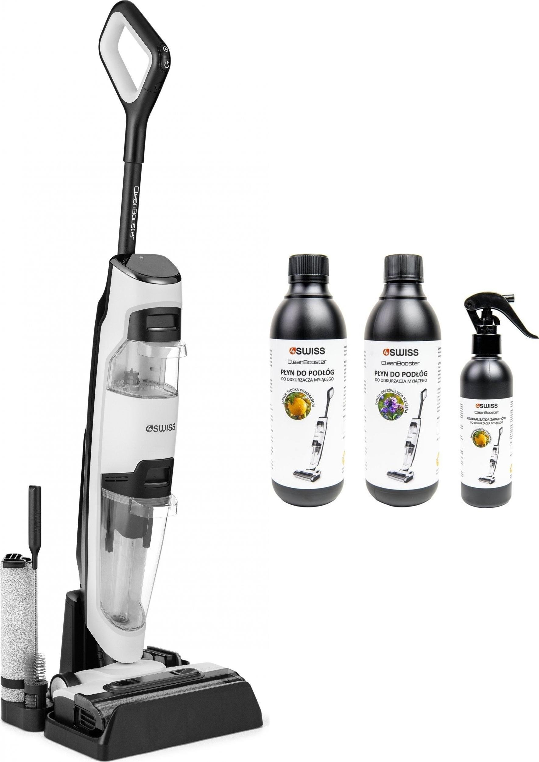Odkurzacz pionowy 4Swiss VC024 CleanBooster White + środki czystości