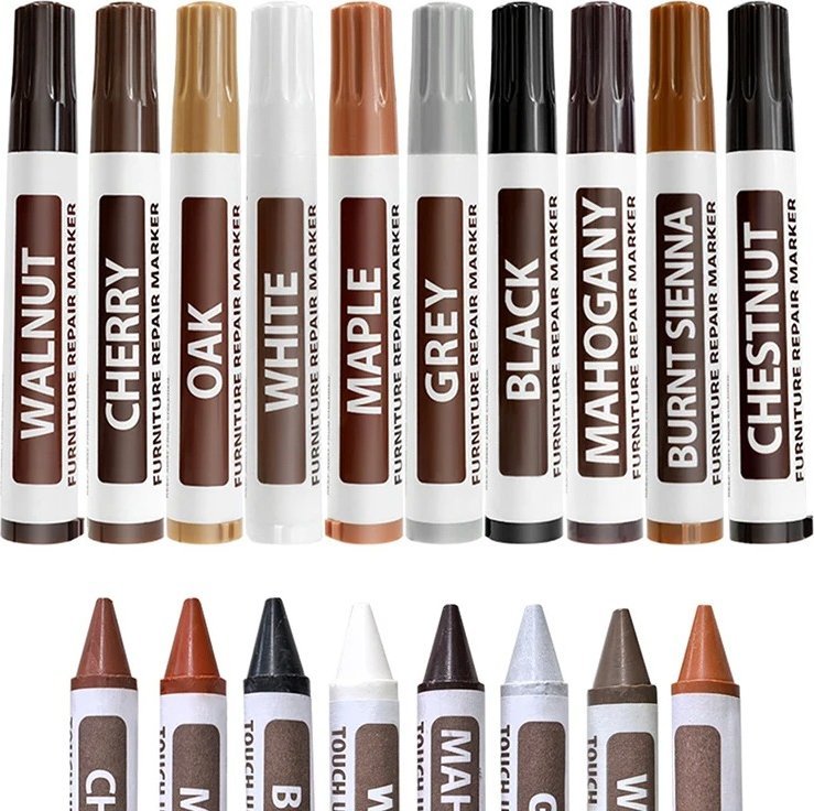 DUŻY ZESTAW DO NAPRAWY PANELI MEBLI DRZWI DREWNA PODŁOGI RYS MARKERY WOSKI