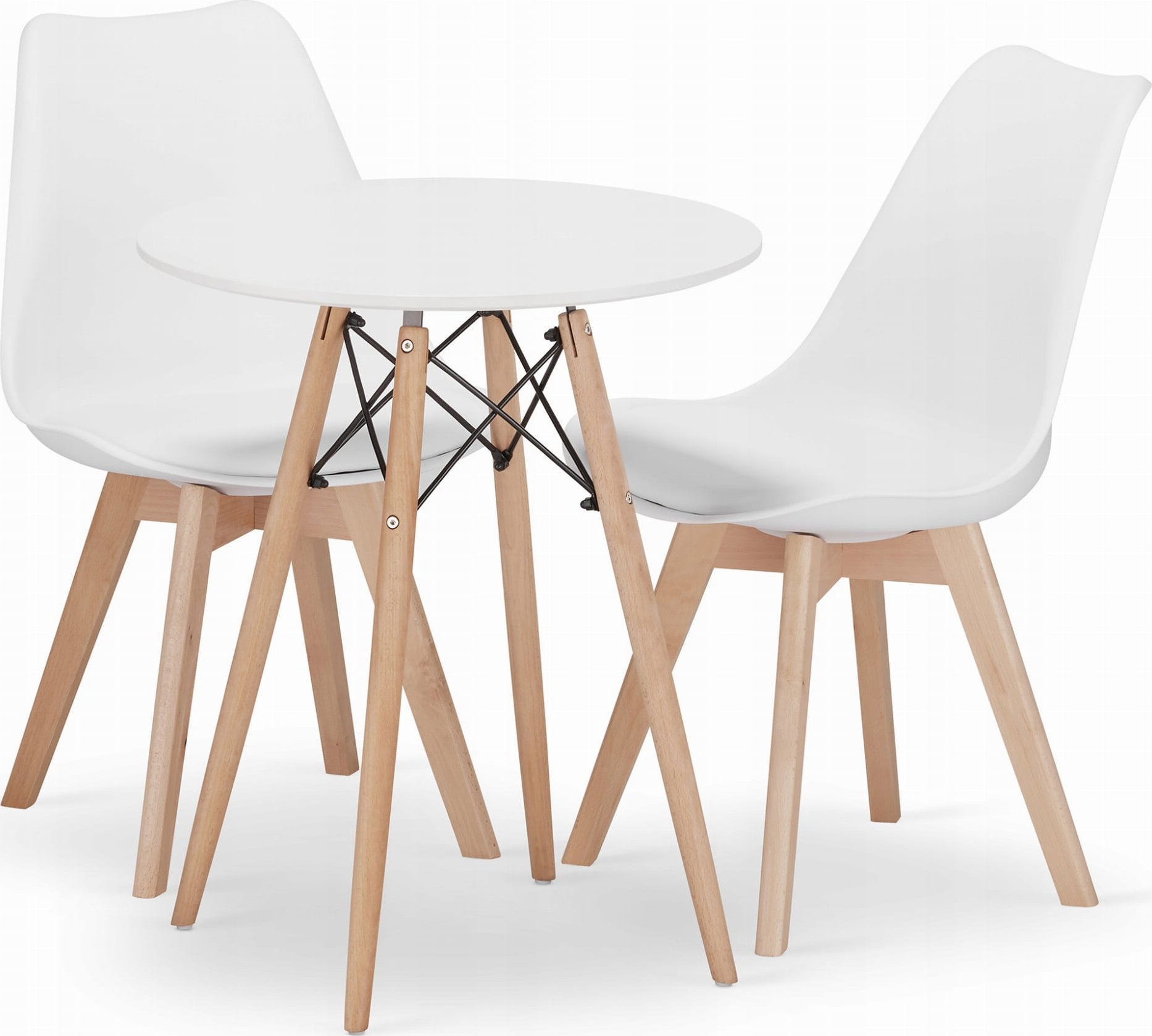 Leobert Zestaw stół okrągły TODI 60cm biały + 2 krzesła MARK białe