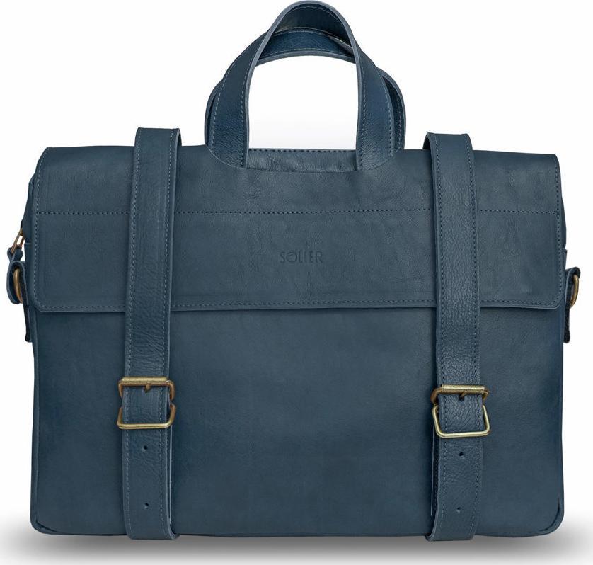 Solier Gold Skórzana torba rowerowa na bagażnik SR03 Ameland granatowa NoSize