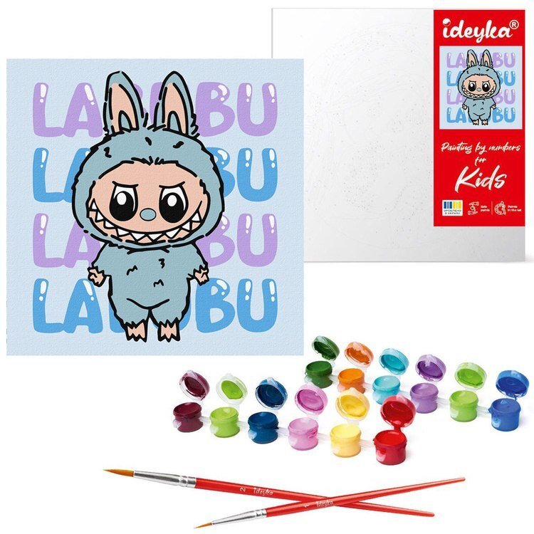 Malowanie po numerach dla dzieci 25x25cm KHO1283 On - Labubu AP0066 EDUKAMP