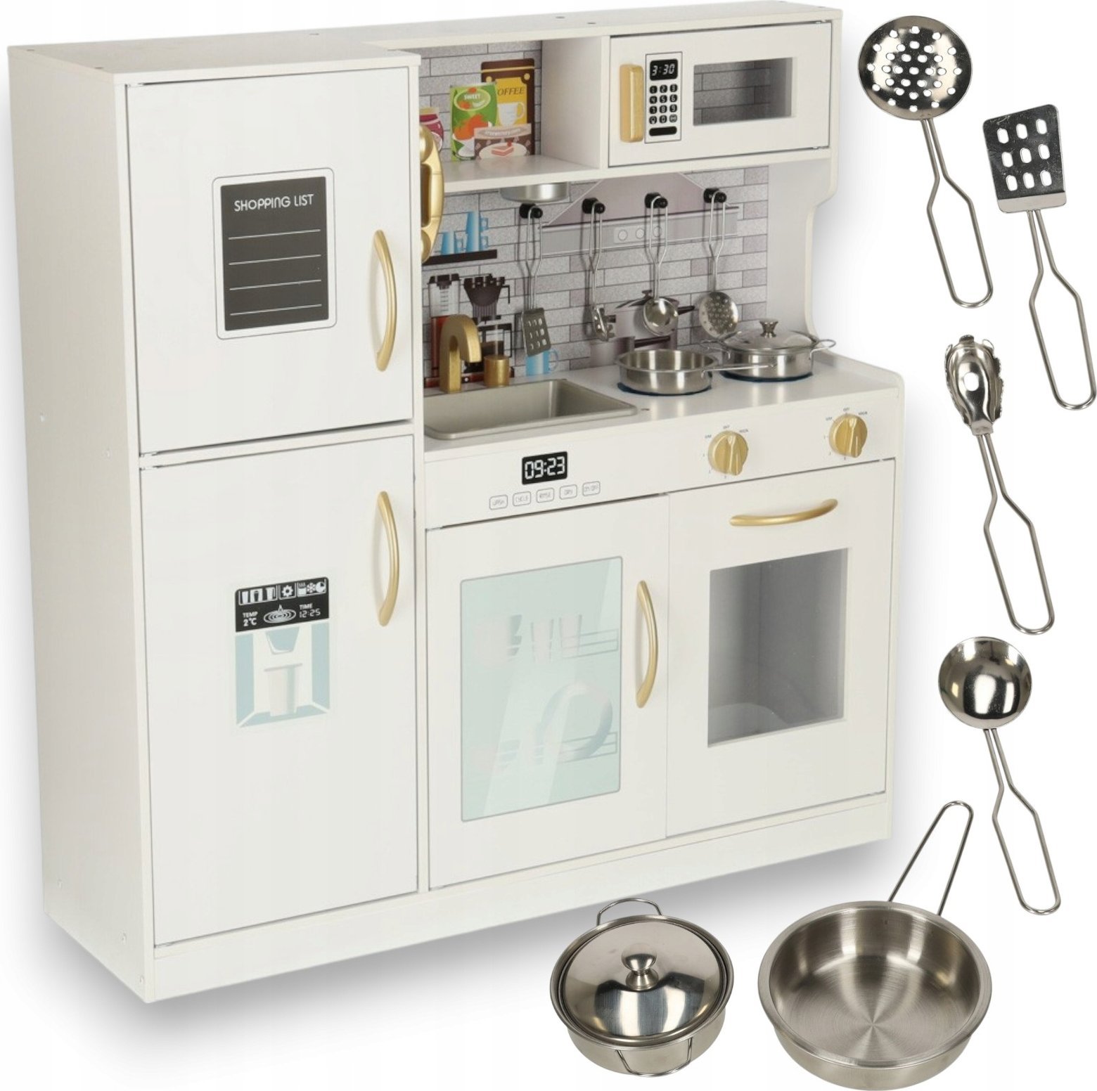 Drewniana kuchnia z lodówką + światło led + dźwięki