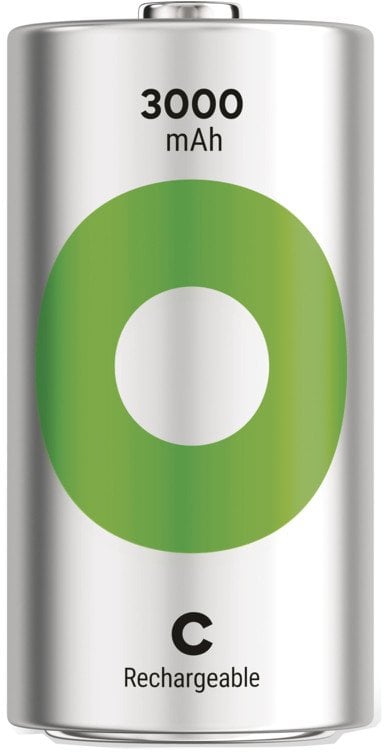 GP Batteries Recyko 3000 C, 3000 mAh, Nickel-Metal Hydride (NiMH), C, 1.2 V, Green, Silver, 2 pc(s)