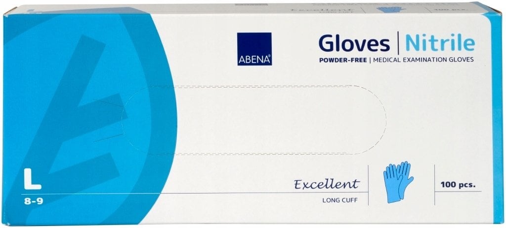Abena Long examination glove ABENA Excellent L blue nitrile powder-free (100 pcs.)