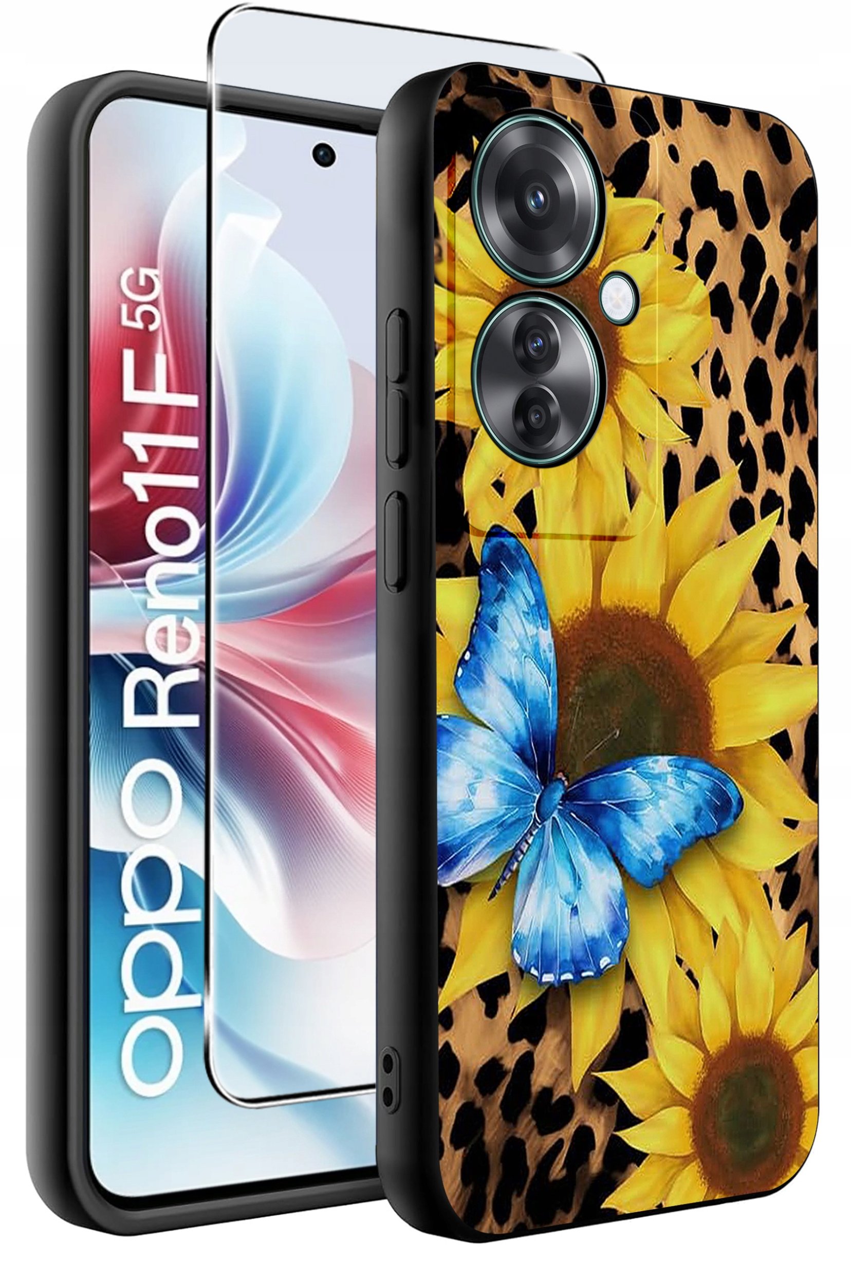 ETUI do Oppo Reno11 F 5G WZORY | SILIKONOWE MATT CASE + SZKŁO HARTOWANE 9H