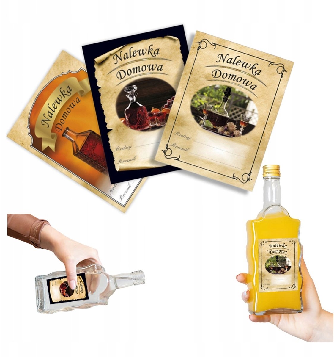 10x ETYKIETA NAKLEJKA NALEWKA NALEWKI DOMOWE GUSTOWNA NA ALKOHOL BUTELKI