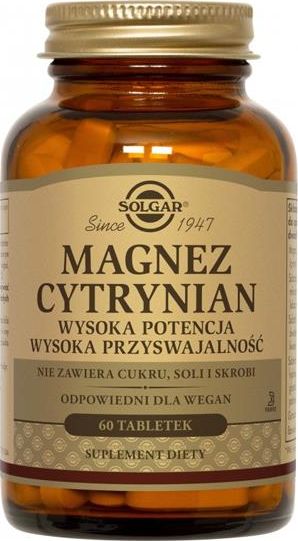Solgar SOLGAR Magnez cytrynian tabl. 60 tabl. tabl. - 60 tabl.