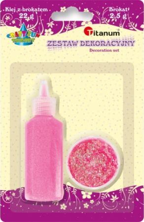 Titanum Klej z brokatem neonowy różowy w słoiczku