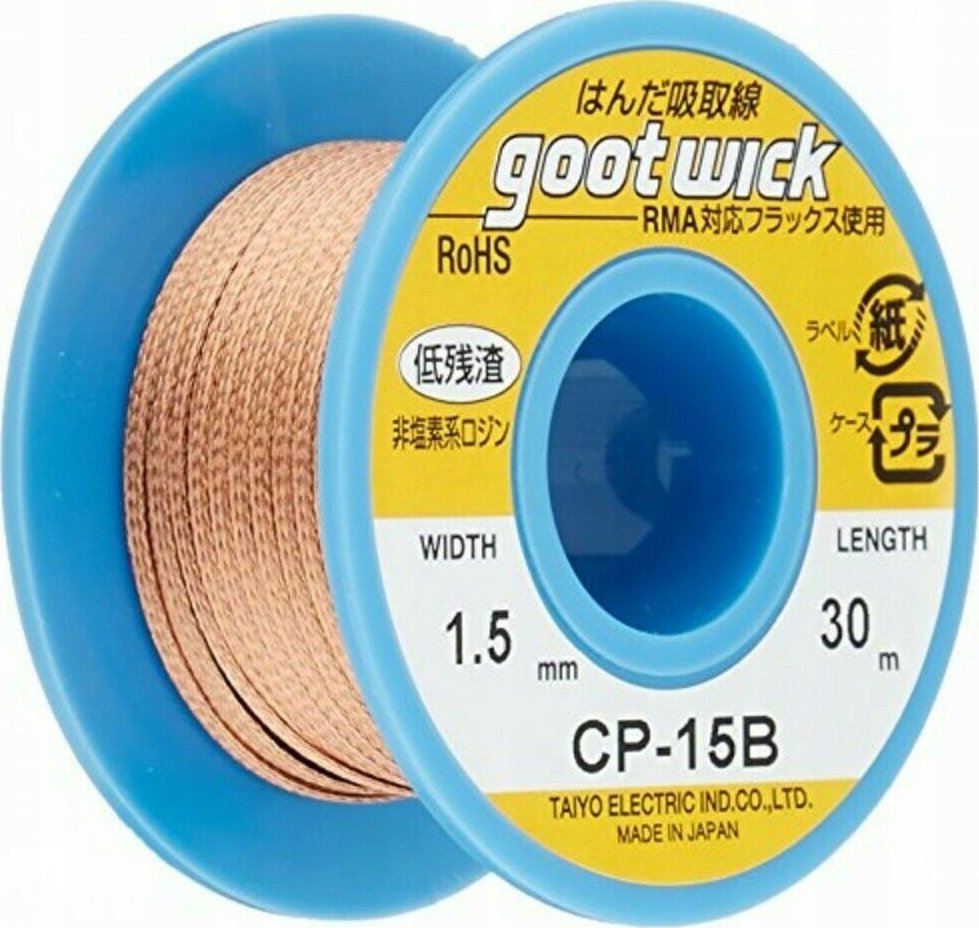 Plecionka do cyny GootWick CP-15B 1,5 mm x 30 m z topnikiem Japan Oryginał