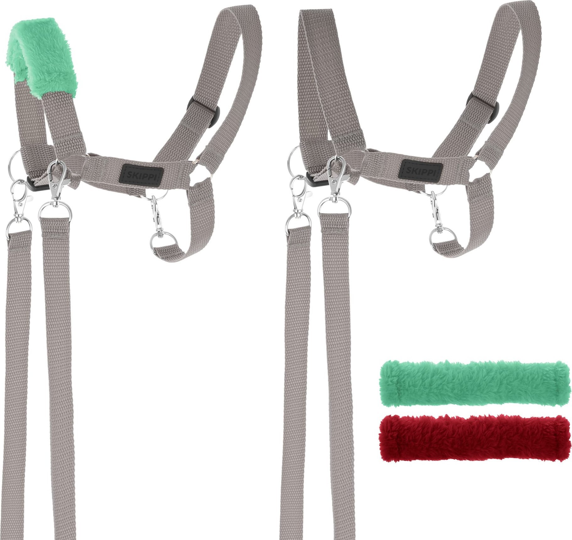 Skippi Kantar dla Hobby Horse - wodze, 2 wymienne futerka - szary