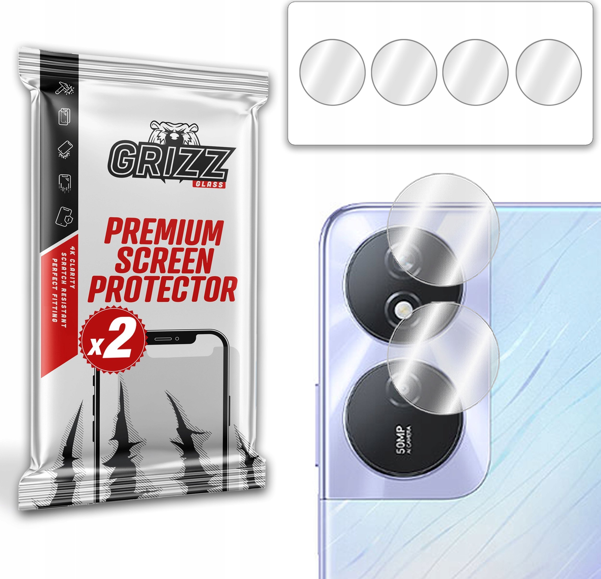 GrizzGlass Szkło na aparat GrizzGlass HybridGlass Camera do Honor Play 50 Plus