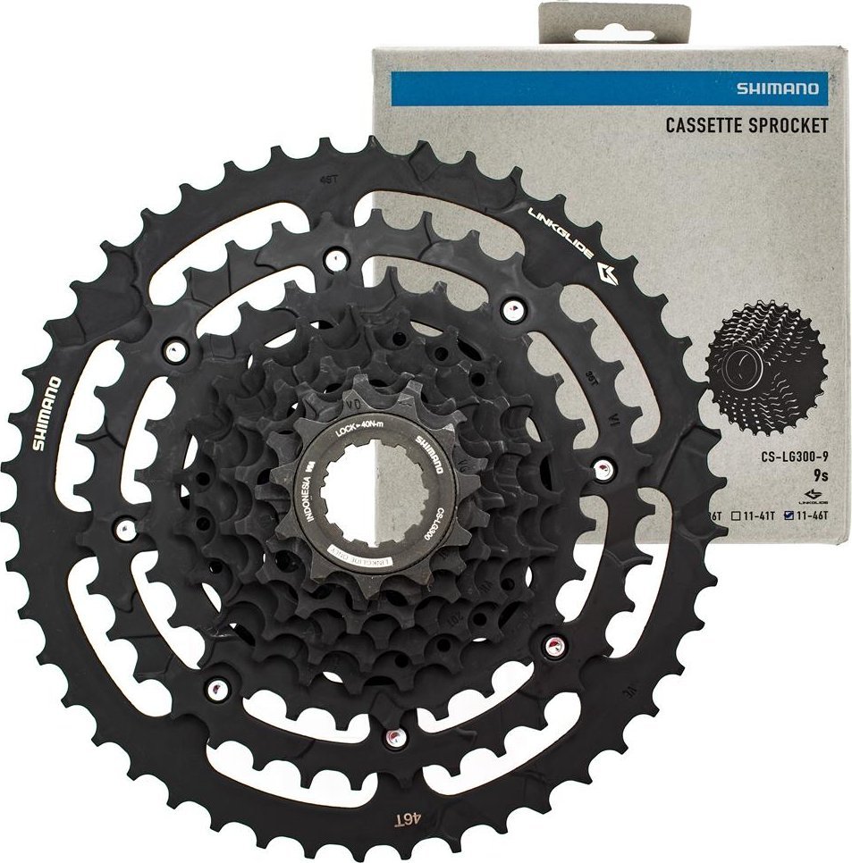 Shimano Kaseta Shimano Cues CS-LG300, 9-rz, 11-46, Linkglide, czarna