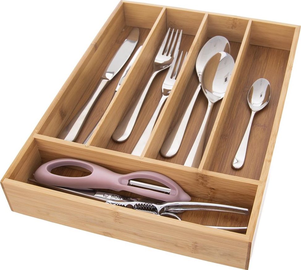 Excellent Houseware Wkład / organizer do szuflady na sztućce BAMBUSOWY uniwersalny