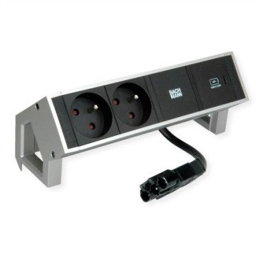 BACHMANN DESK2 2xUTE 1xUSB C 30W 0.2m GST18 INOX