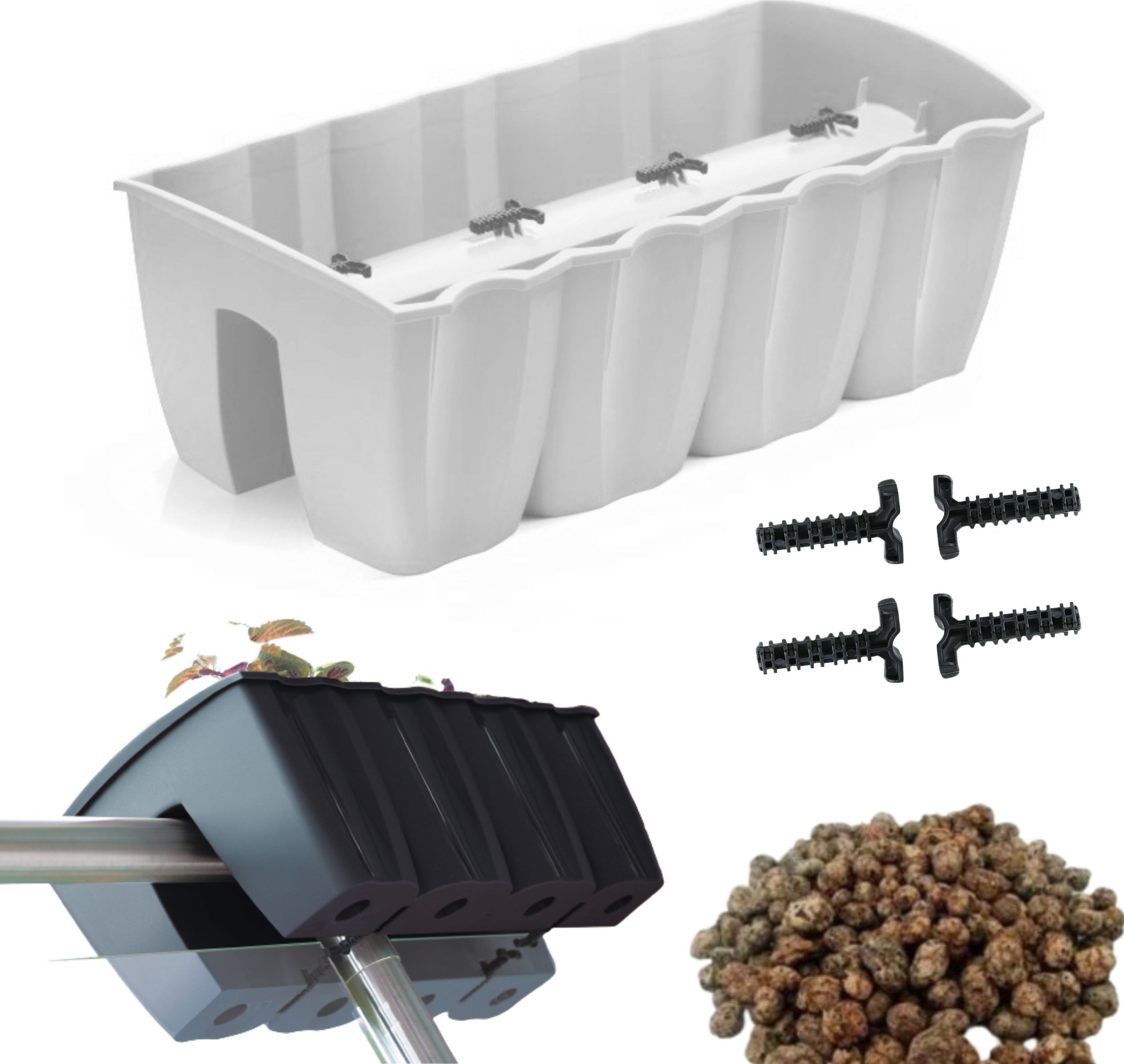 Prosperplast Skrzynka na balustradę DCRO600, Doniczka balkonowa + keramzyt 2l