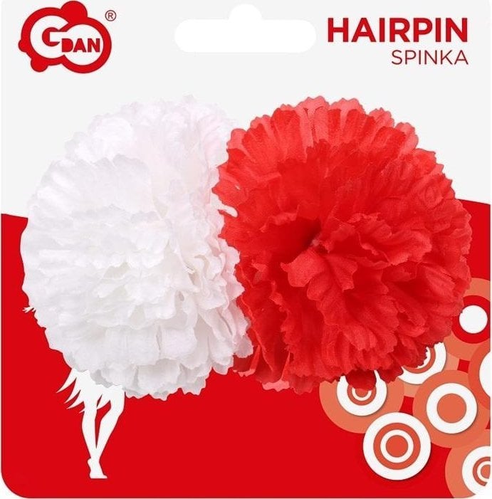 GoDan Spinka duża kwiat biały i czerwony