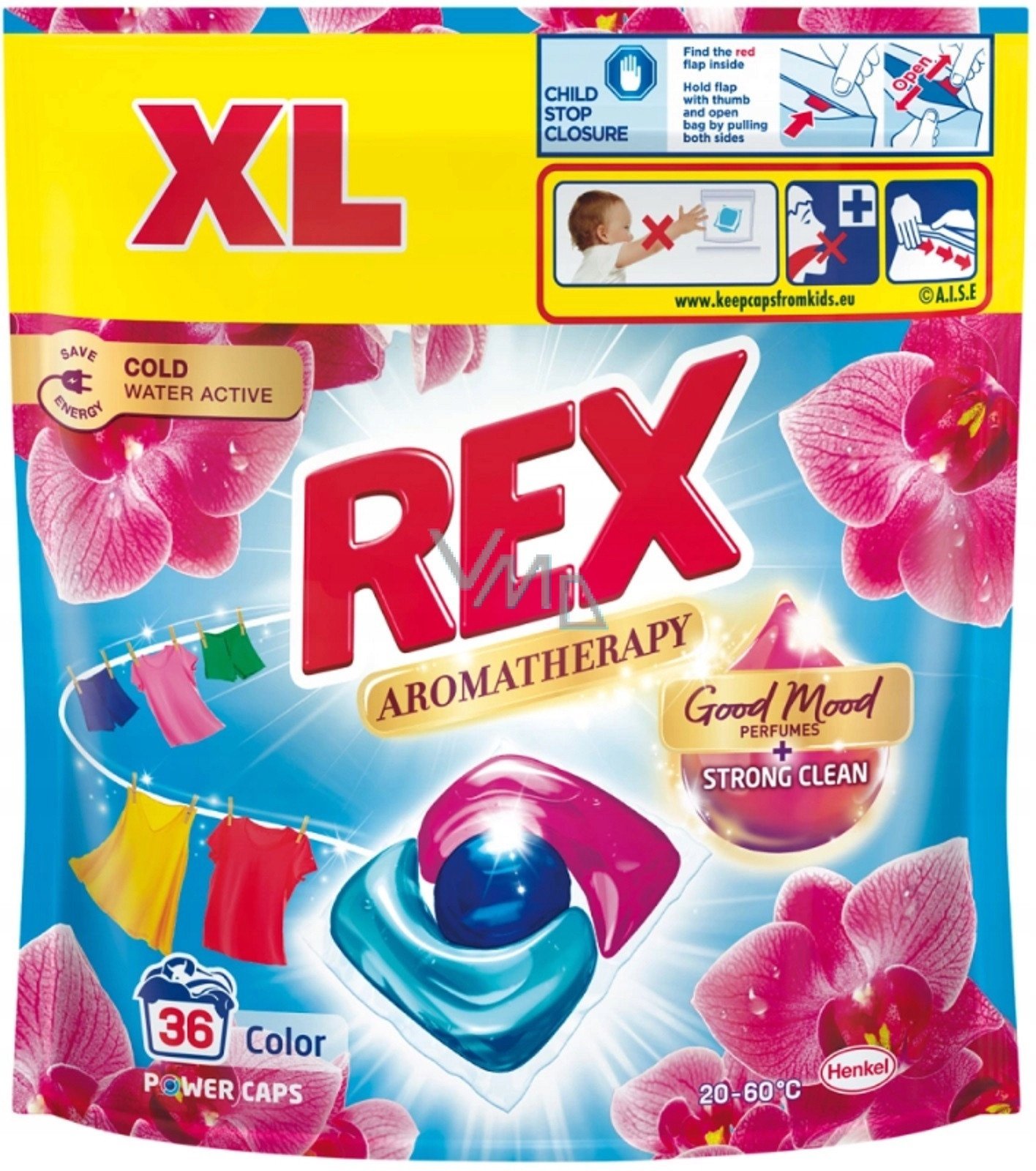 Rex Aromatherapy Power Caps Orchid Uniwersalne kapsułki do prania, 36 sztuk