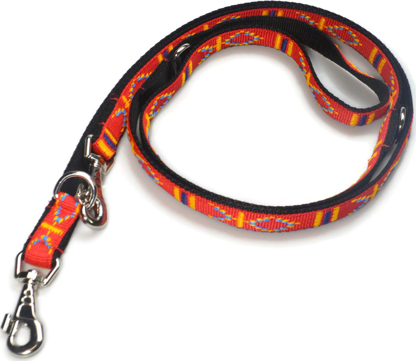 Alizoo Długa smycz przepinana podwójna , indiańska 25mm/220cm - ALIZOO