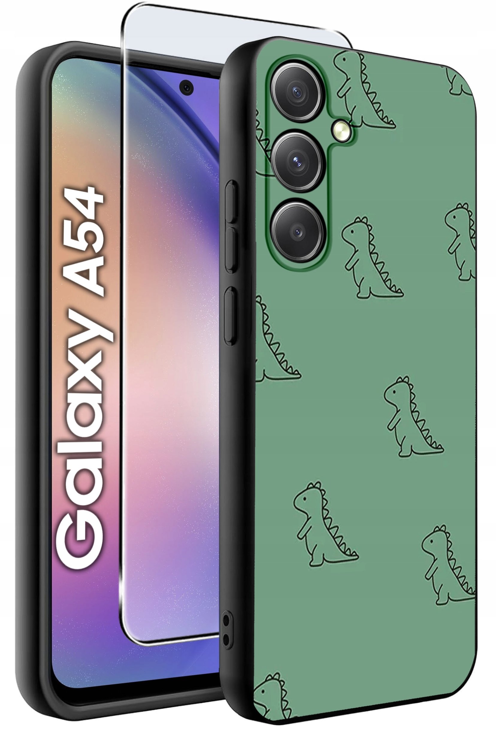 ETUI do Samsung A54 5G WZORY | SILIKONOWE MATT CASE + SZKŁO 9H