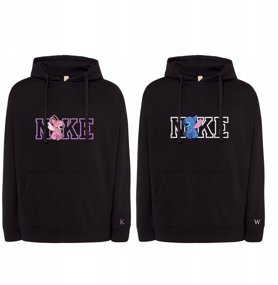 BLUZY DLA PAR Z HAFTEM STITCH ANGEL INICJAŁY PREZENT DZIEŃ KOBIET 2SZT