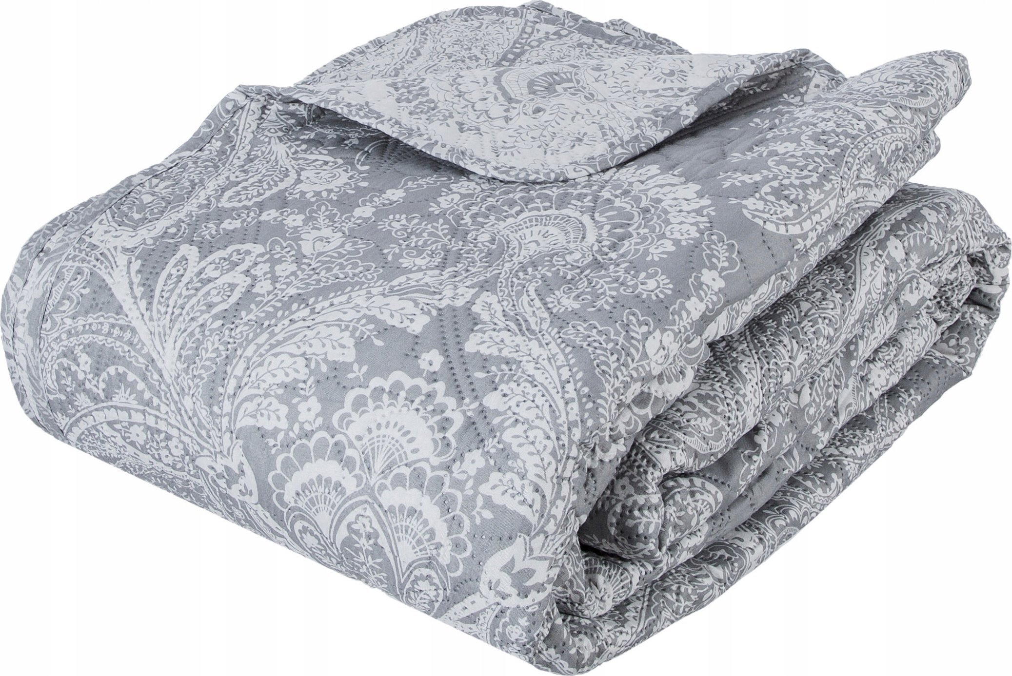 Atmosphera Zestaw dwie poszewki na poduszki i narzuta „Marie” na łóżko szary wzorzysty