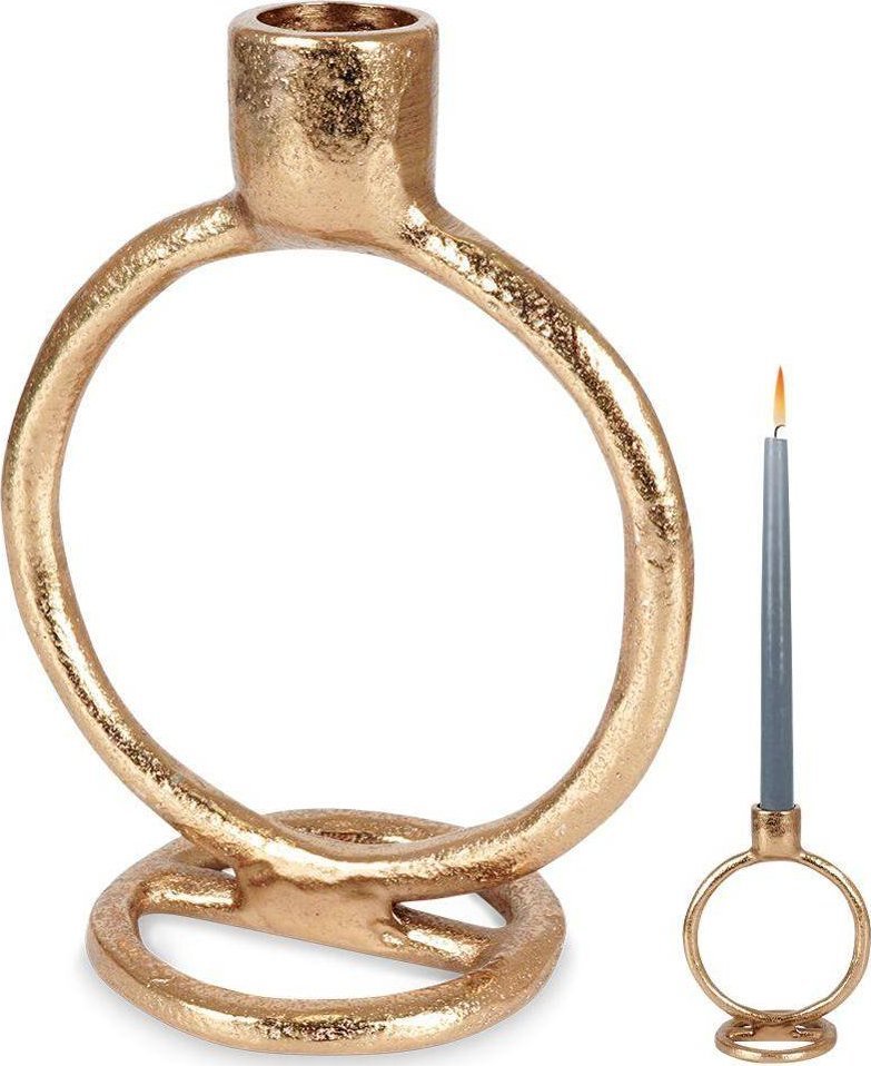 Home Styling Collection Świecznik na długą świeczkę aluminiowy złoty 15 cm