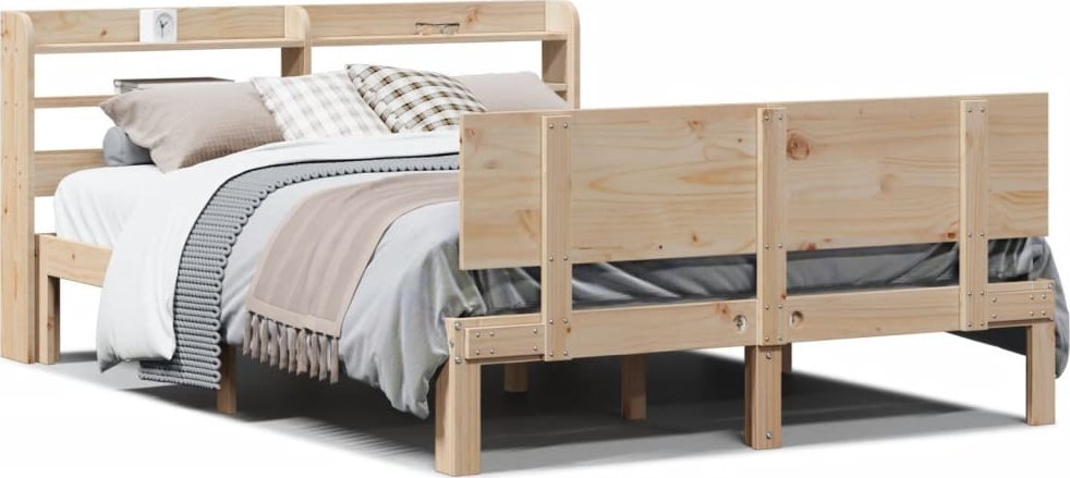 vidaXL vidaXL Rama łóżka z wezgłowiem, 140x200 cm, lite drewno sosnowe