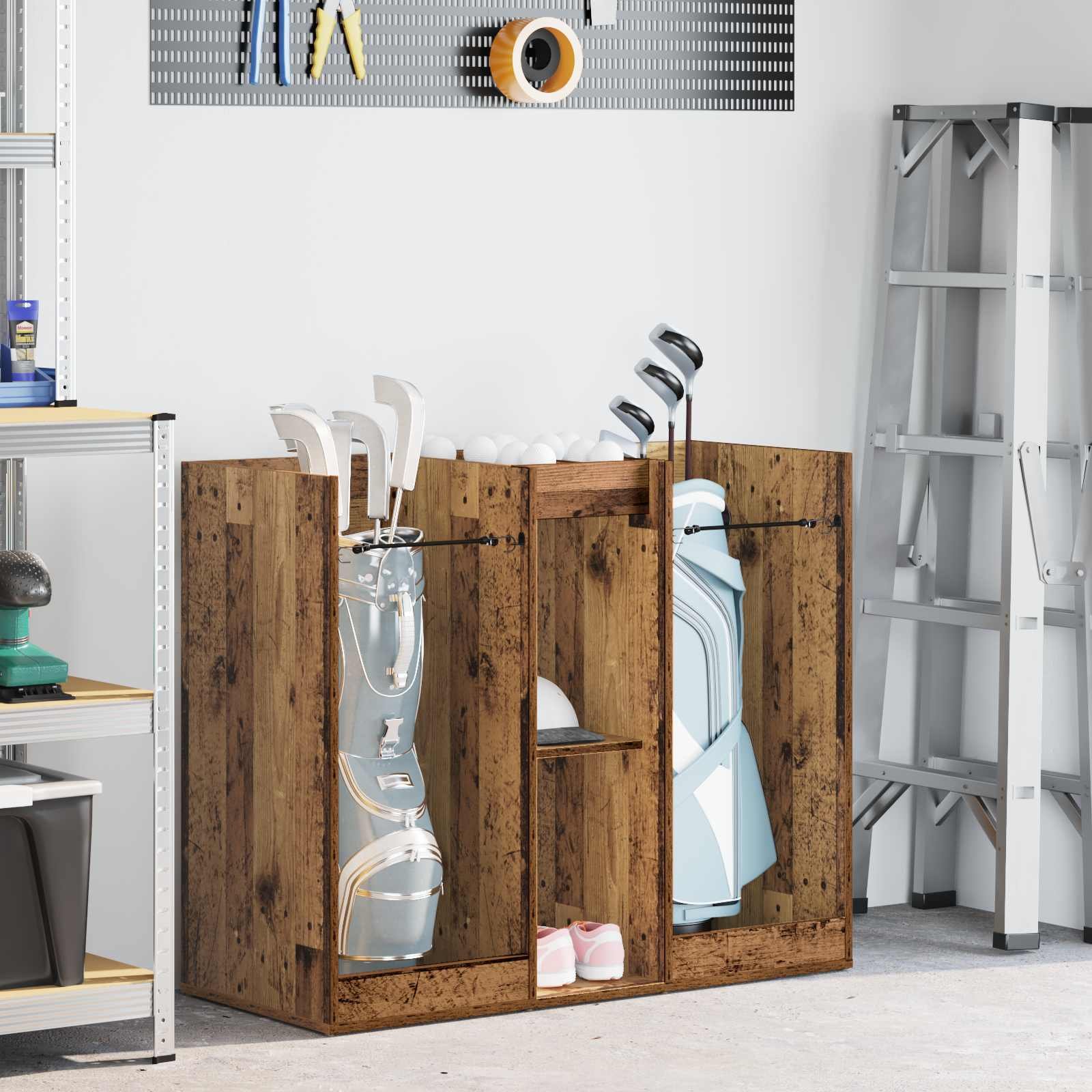 vidaXL Szafka golfowa Gładkie stare drewno 65 x 45 x 98 cm