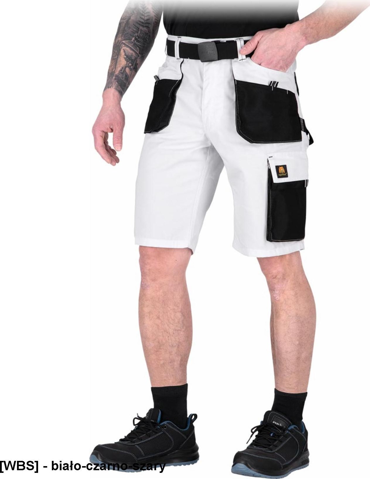 R.E.I.S. OX-OGR-TS - Spodnie ochronne robocze do pasa OGR z krótkimi nogawkami, męskie - biało-czarno-szary 6XL