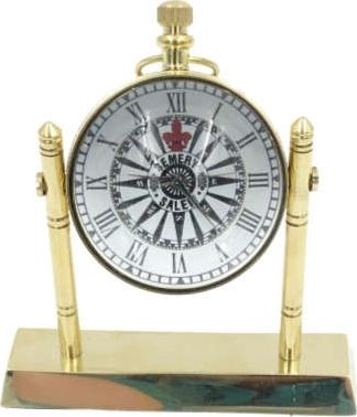 Giftdeco Marynistyczny zegar mosiężny - kulka na podstawie