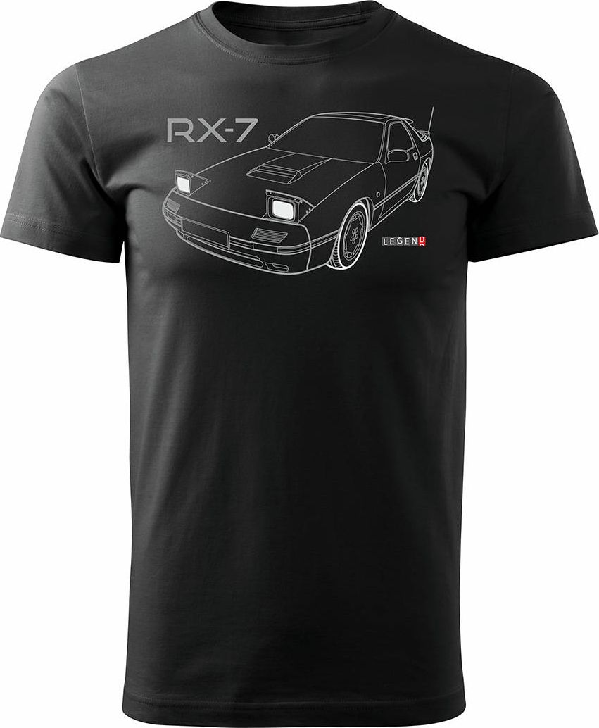 Topslang Koszulka z samochodem MAZDA RX-7 RX 7 męska czarna REGULAR L